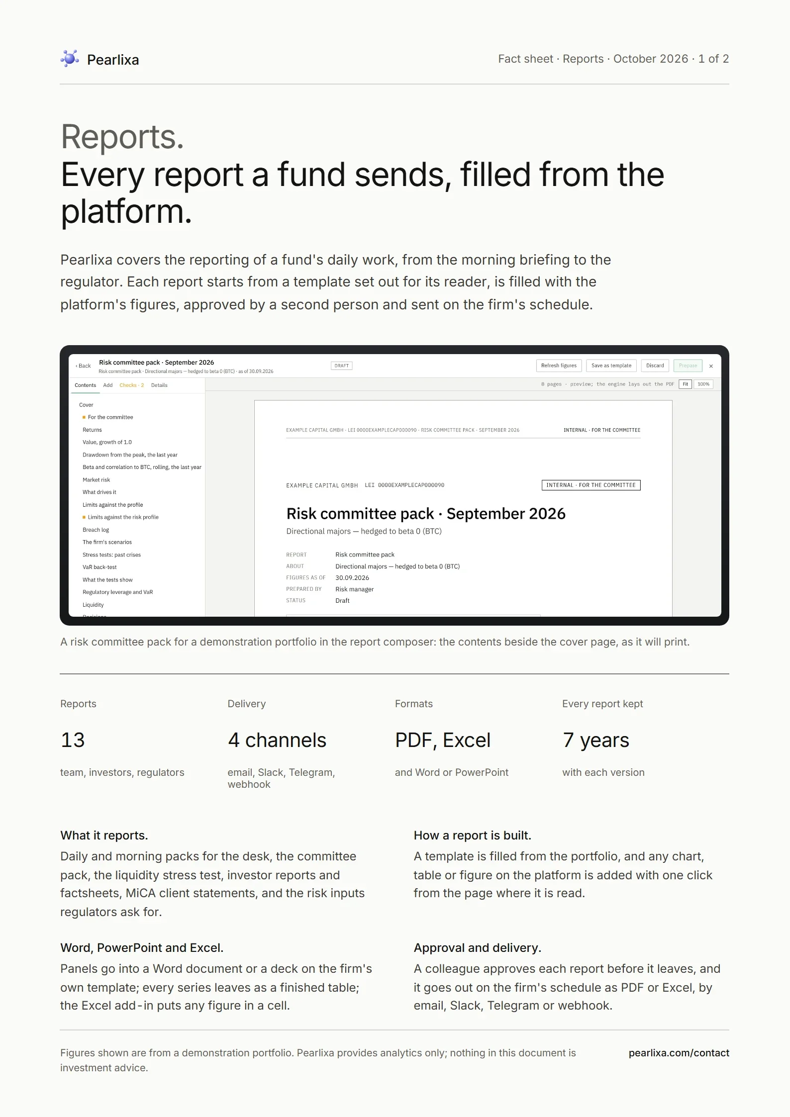 First page of the reports fact sheet